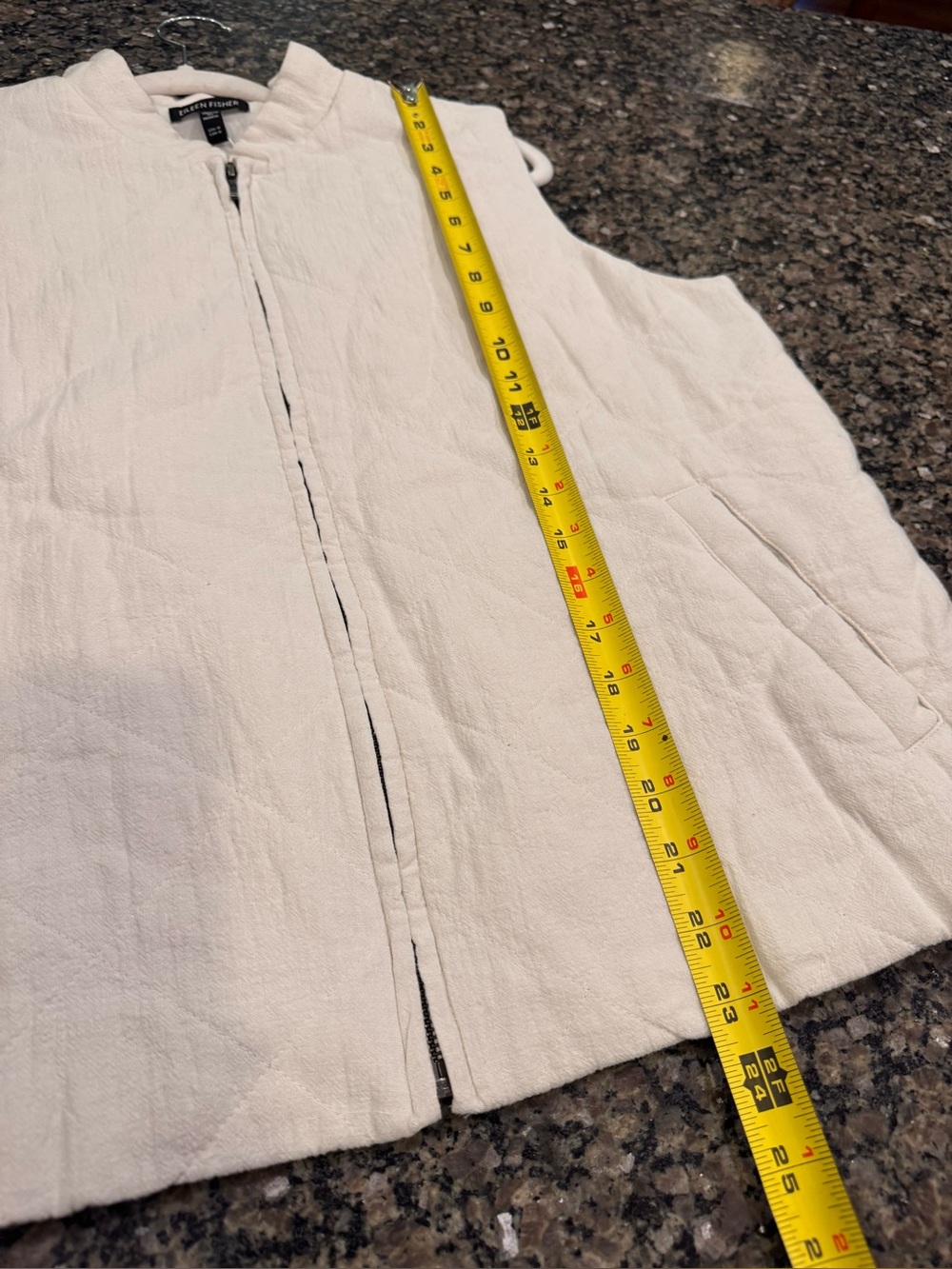 Eileen Fisher Organic Linen Cotton Crepe Quilted Vest M Quiet Luxury Minimalist - Picture 8 of 15